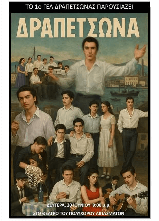 ΘΕΑΤΡΙΚΗ ΠΑΡΑΣΤΑΣΗ ΑΠΟ ΤΟ 1ο ΓΕΛ ΔΡΑΠΕΤΣΩΝΑΣ